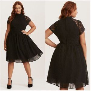 Retro Chic Black Chiffon Swing Dress